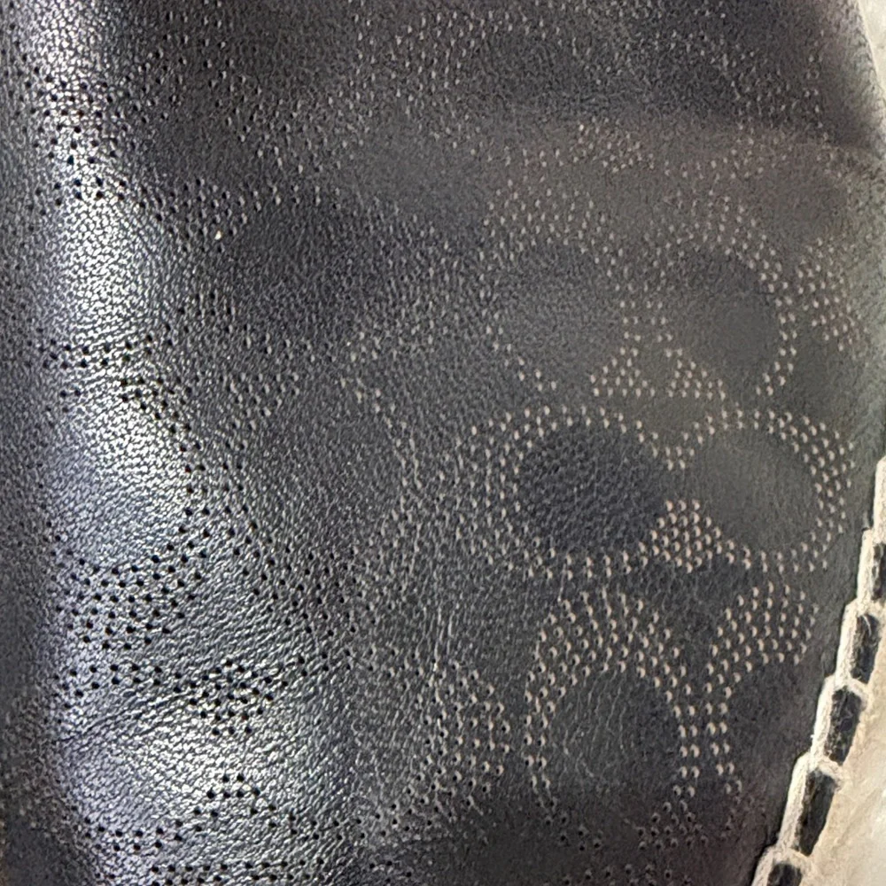 COACH Carley espadrille in black leather w perforated signature logo pattern